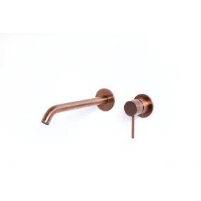 Rubinetto Miscelatore lavabo ad incasso con bocca da 16 cm in acciaio inox 316L Tubico Tevere - Rame
