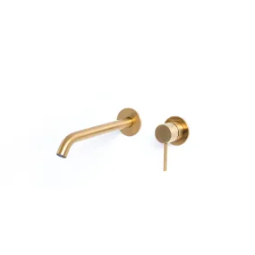 Rubinetto Miscelatore lavabo ad incasso con bocca da 20 cm in acciaio inox 316L Tubico Tevere - Gold