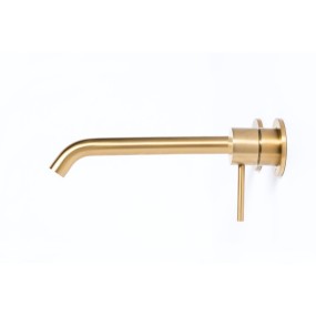Rubinetto Miscelatore lavabo ad incasso con bocca da 20 cm in acciaio inox 316L Tubico Tevere - Gold