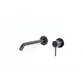 Rubinetto Miscelatore lavabo ad incasso con bocca da 20 cm in acciaio inox 316L Tubico Tevere - Nero