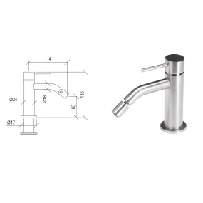 Mitigeur Lavabo Noir Mat Haut avec vidage Clic Clak y compris Jo by Paffoni