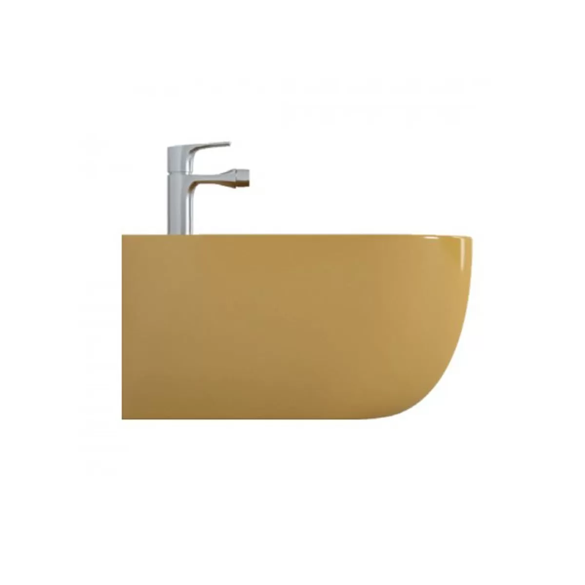 Sanitari sospesi senza brida in ceramica lucida colorata