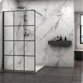 Paroi de douche transparente avec profils noirs anticalcaire 8 mm