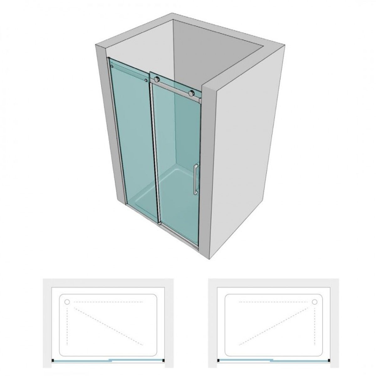 Duschschiebetür mit mattschwarzen Profilen aus transparentem Glas