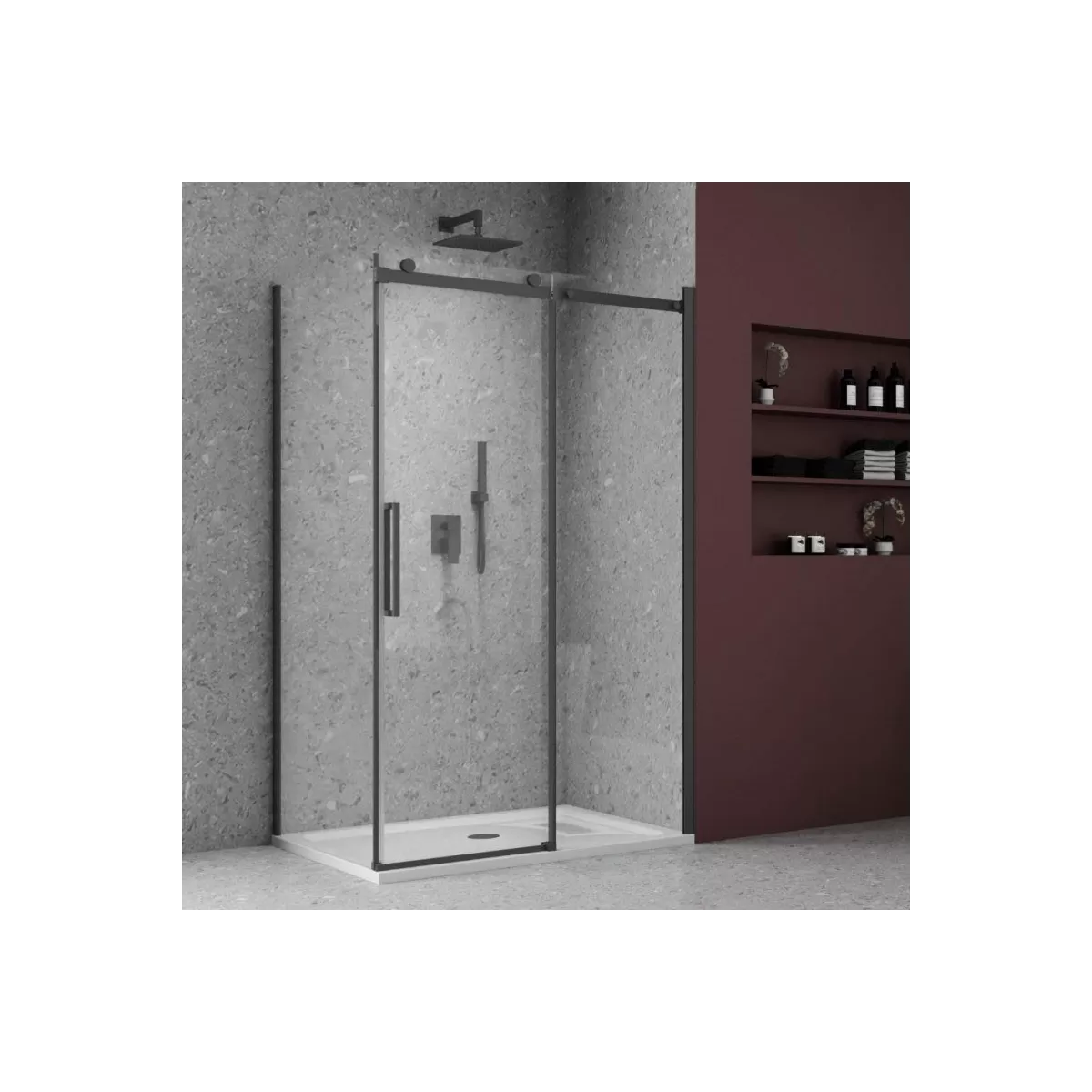 Box Doccia 2 lati Scorrevole Trasparente Anticalcare 8mm profili neri H200 Black