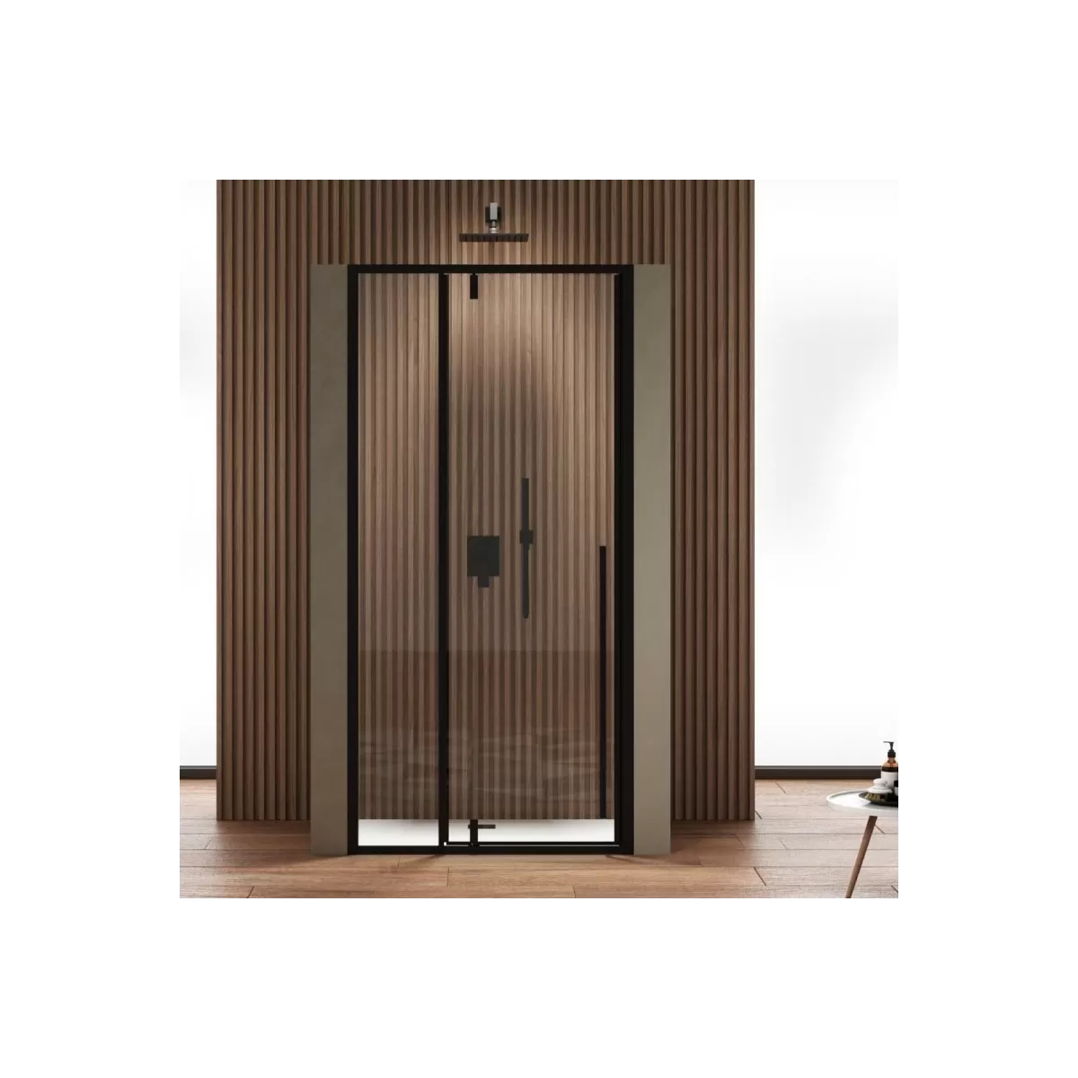 Porte de douche battante transparente anticalcaire 8mm Like noire