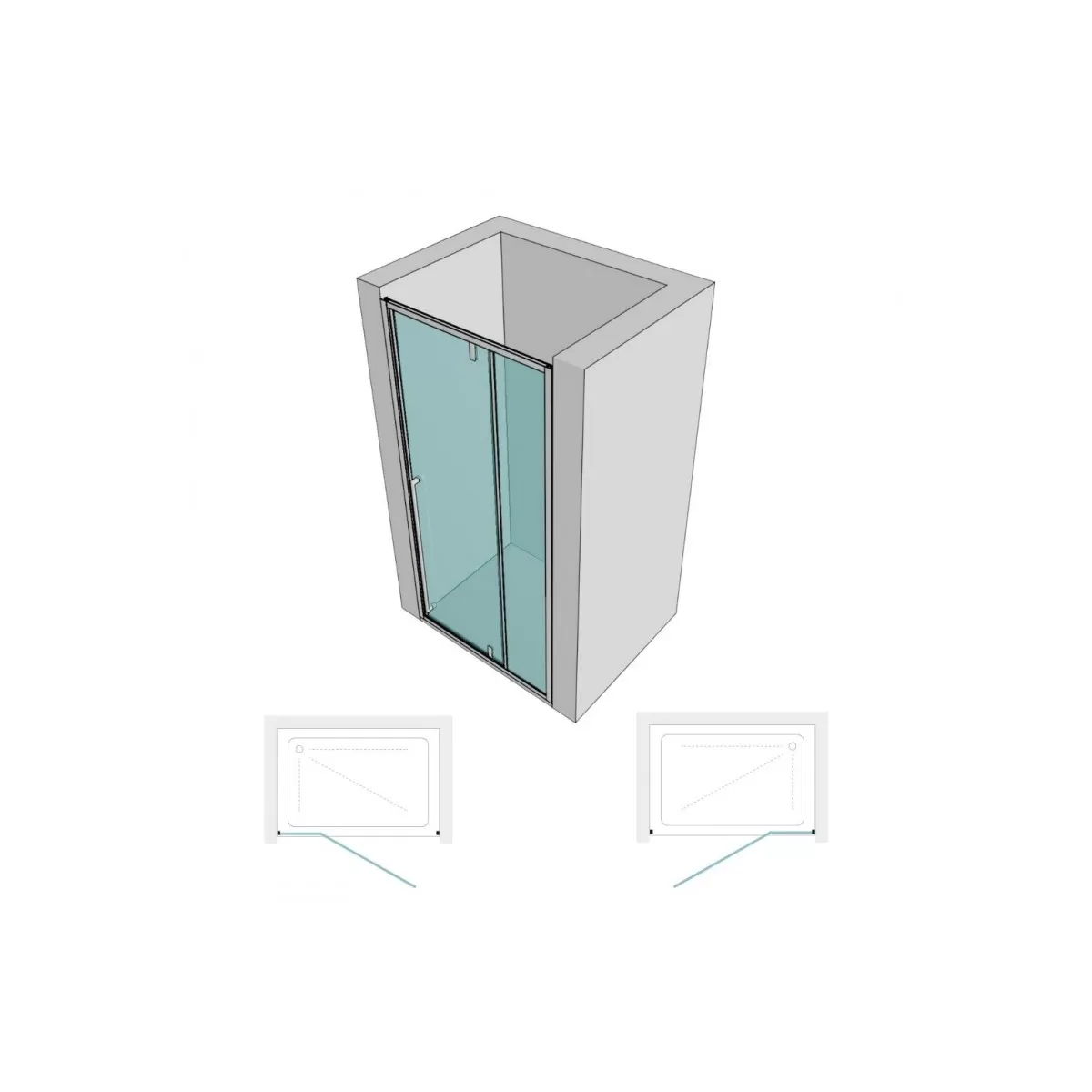 Transparente Schwingduschtür mit Kalkschutz, 8 mm, wie schwarzes Profi