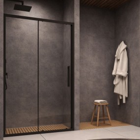 Porta doccia scorrevole trasparente 6mm Erica profilo nero