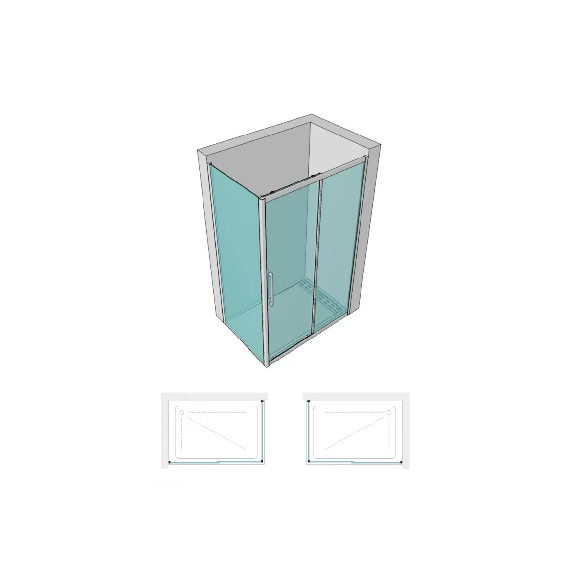 Paroi de douche coulissante transparente 6 mm profil noir Erica