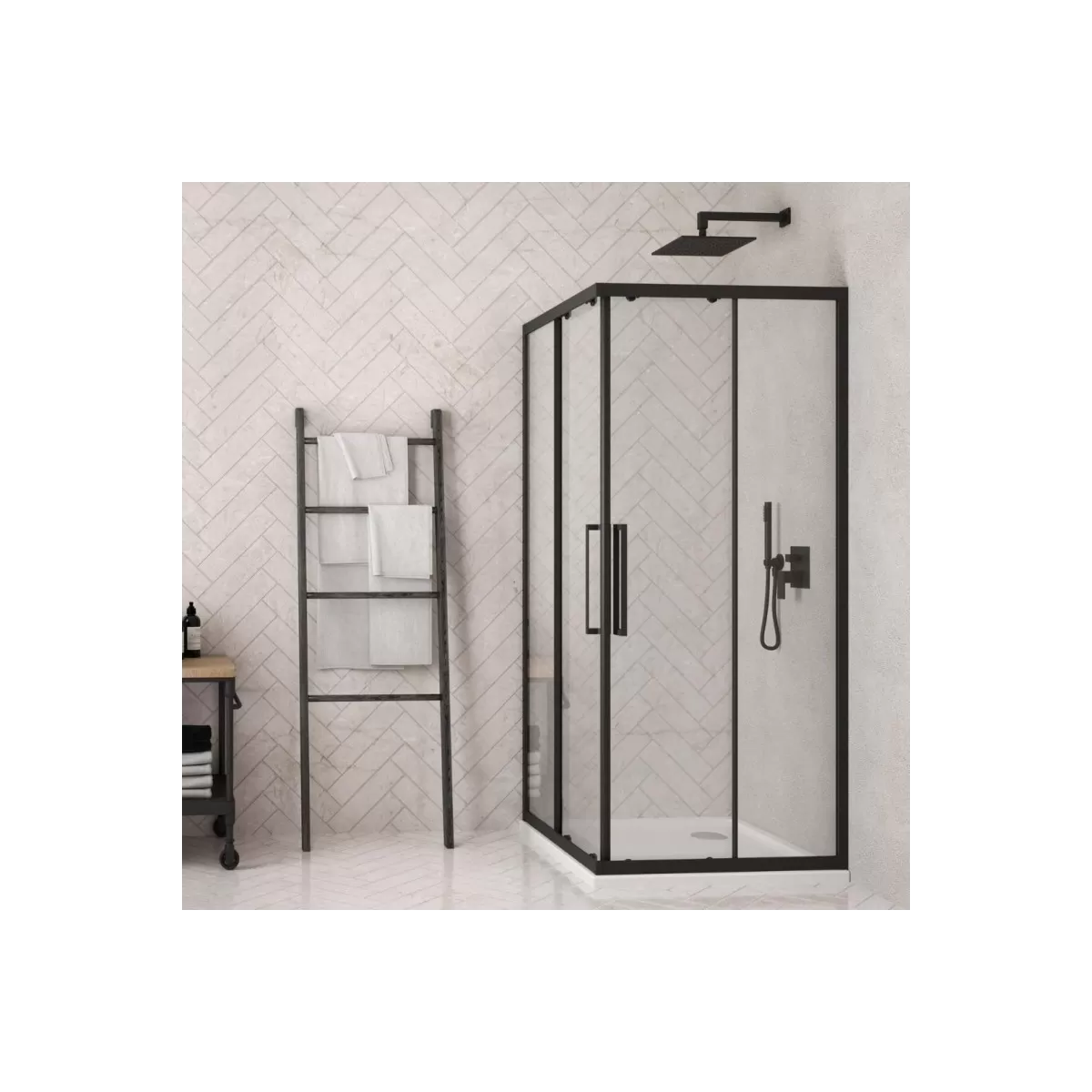 Box doccia 2 lati scorrevole a doppia porta 6mm anticalcare Felce