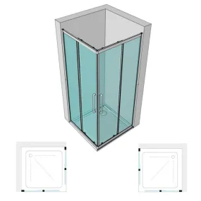 Box doccia 2 lati scorrevole a doppia porta 6mm anticalcare Felce
