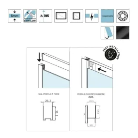 Box doccia 2 lati scorrevole a doppia porta 6mm anticalcare Felce