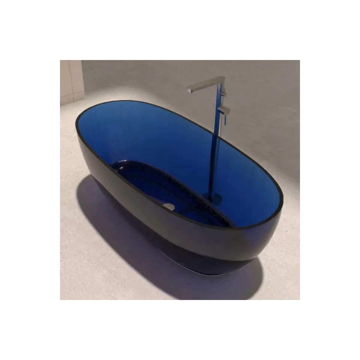 Freistehende Badewanne aus transparentem farbigem WOMB-Harz