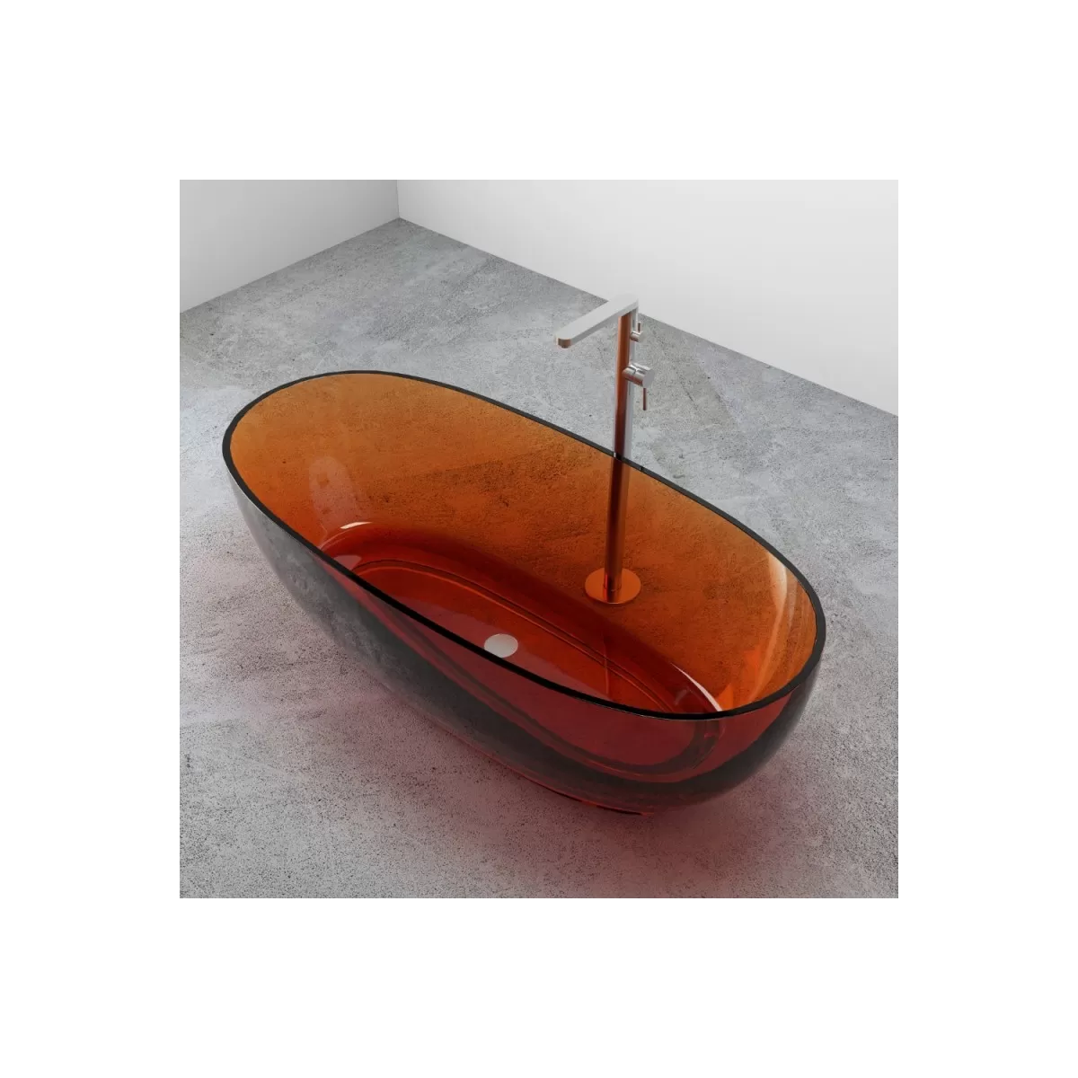 Baignoire autoportante en résine colorée transparente WOMB