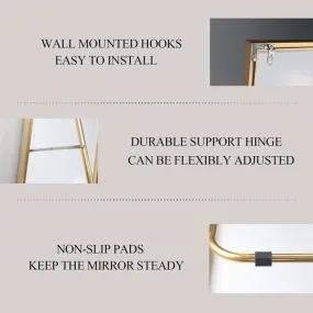 miroir rectangulaire sur pied ou suspendu avec profil doré ou noir