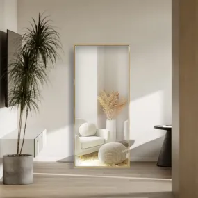 miroir rectangulaire sur pied ou suspendu avec profil doré ou noir