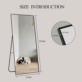 miroir rectangulaire sur pied ou suspendu avec profil doré ou noir