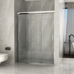 Porte de douche coulissante avec trois portes transparentes de 8 mm TRIS