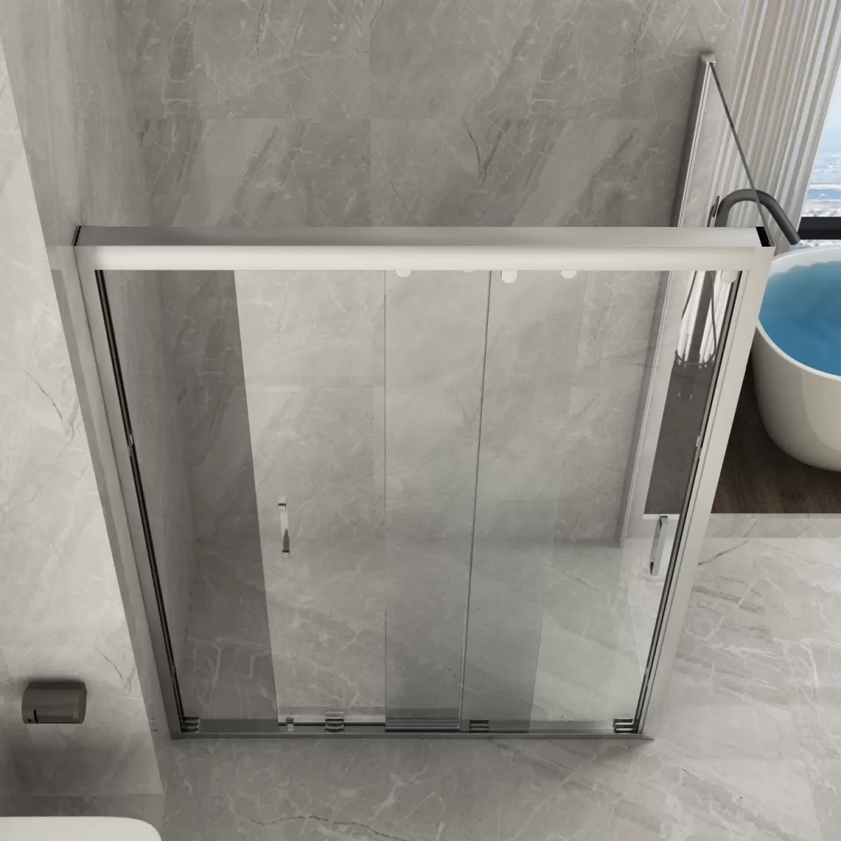 Cabine de douche coulissante 2 faces avec trois portes 8mm