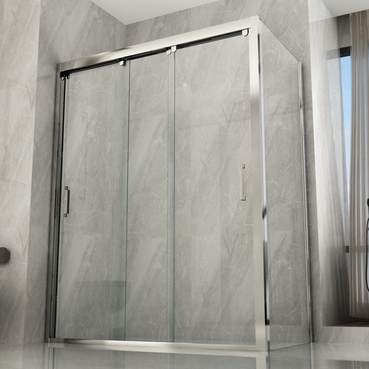 Cabine de douche coulissante 2 faces avec trois portes 8mm