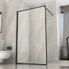 Paroi de douche transparente à l'italienne, profil noir 8 mm