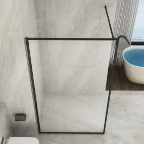 Paroi de douche transparente à l'italienne, profil noir 8 mm