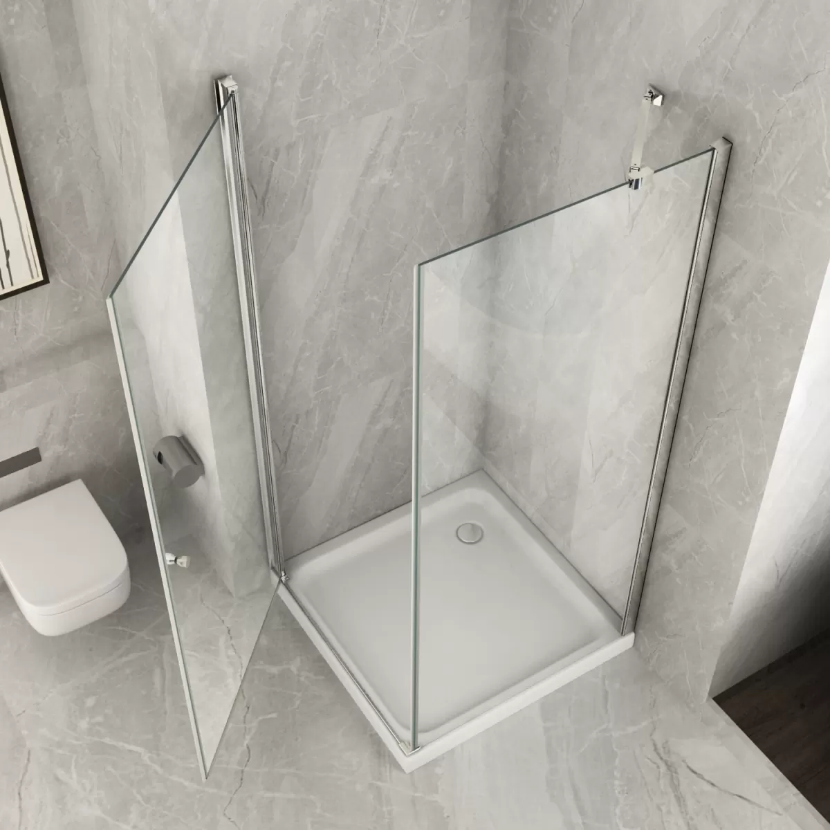 Box Doccia 2 lati Porta Battente Trasparente 8mm H195 MAGIC
