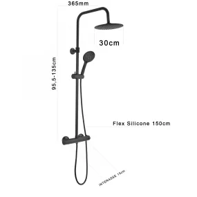 Colonna Doccia Termostatica nera con Soffione rotondo e doccietta Black Shower Tonda