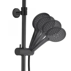 Schwarze Thermostat-Duschsäule Runder Duschkopf und Handbrause