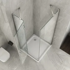 Transparente 8 mm H195 Duschabtrennung mit Scharnier auf 2 Seiten