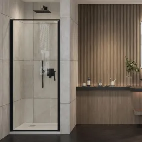 Porte de douche battante transparente anticalcaire 6 mm noire mat
