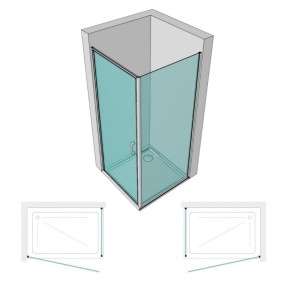 Cabine de douche battante 2 faces avec verre transparent, profil noir