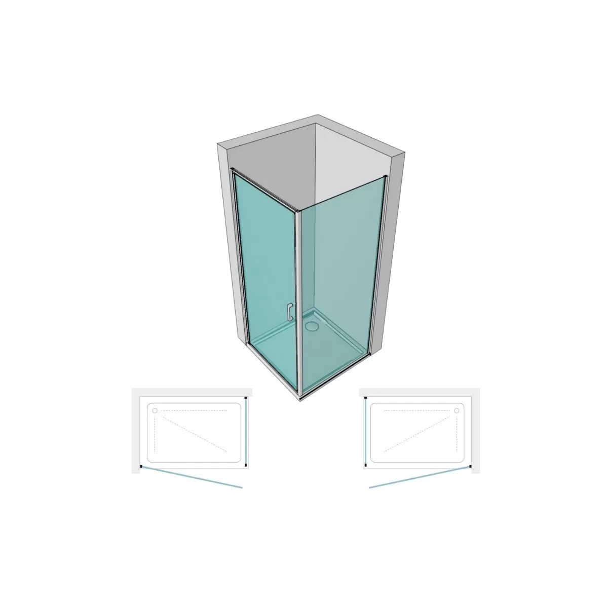 Box doccia 2 lati battente cristallo trasparente 6mm profilo nero EUTHALIA