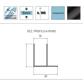 Box doccia 2 lati battente cristallo trasparente 6mm profilo nero EUTHALIA