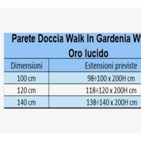Parete Doccia Walkin Anticalcare 8mm H200 profilo Oro Lucido GARDENIA