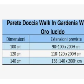 Paroi de douche anticalcaire Walkin 8mm H200 profil GARDENIA or brillant