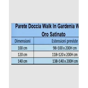 Walkin Antikalk-Duschwand 8 mm H200 GARDENIA Profil aus Satiniertes Gold