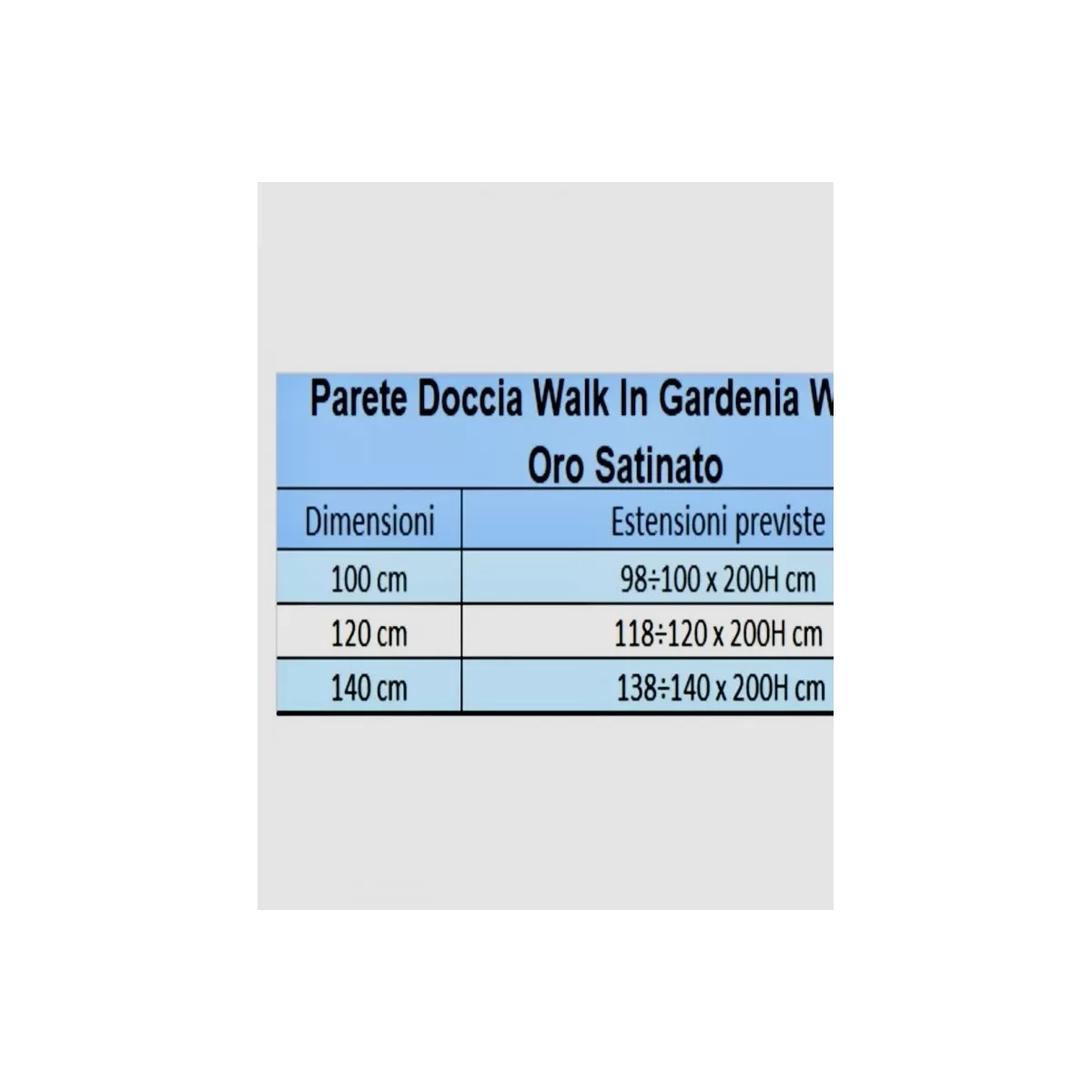 Walkin Antikalk-Duschwand 8 mm H200 GARDENIA Profil aus Satiniertes Gold