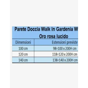 Parete Doccia Walkin Anticalcare 8mm H200 profilo Oro Rosa Lucido GARDENIA