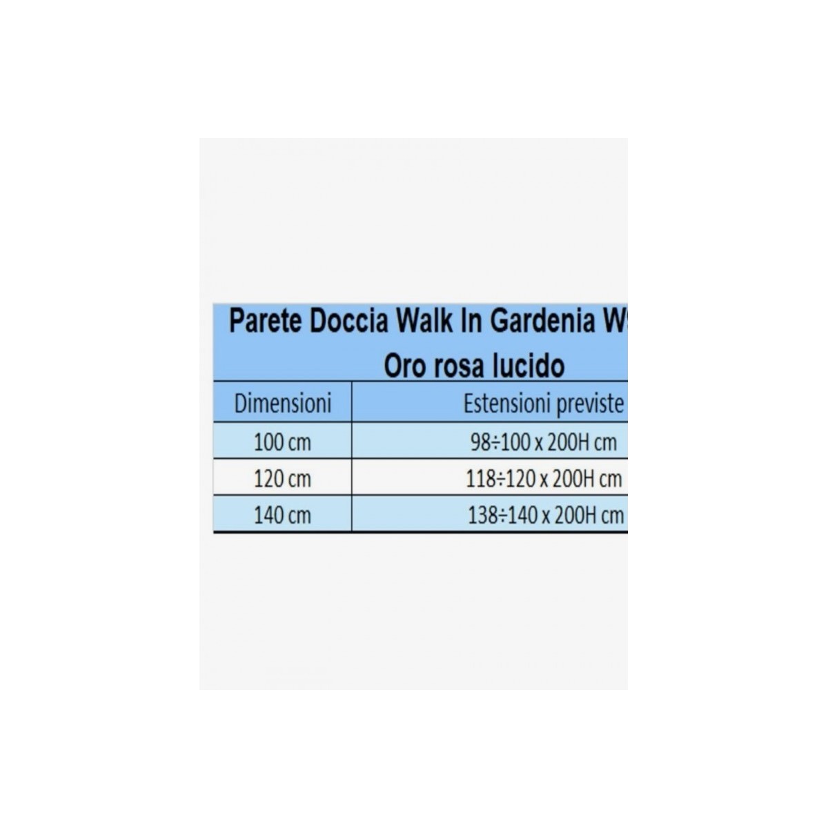 Walkin Antikalk-Duschwand 8 mm H200 GARDENIA Profil aus glänzendes Roségold