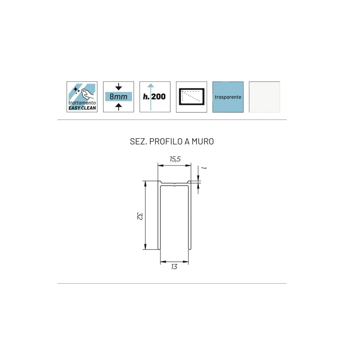 Paroi de douche anticalcaire Walkin 8mm H200 profil GARDENIA Blanc mat