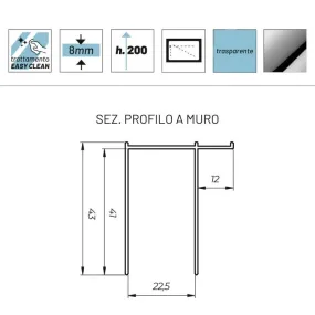Paroi de douche à l'italienne avec porte mobile en verre anticalcaire LORNA 8mm