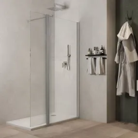 Paroi de douche à l'italienne avec porte mobile en verre anticalcaire LORNA 8mm