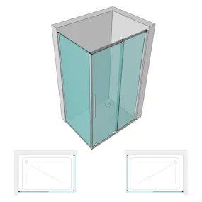 2-seitig verschiebbare transparente Antikalk-Duschabtrennung 8 mm FILANTA ONE