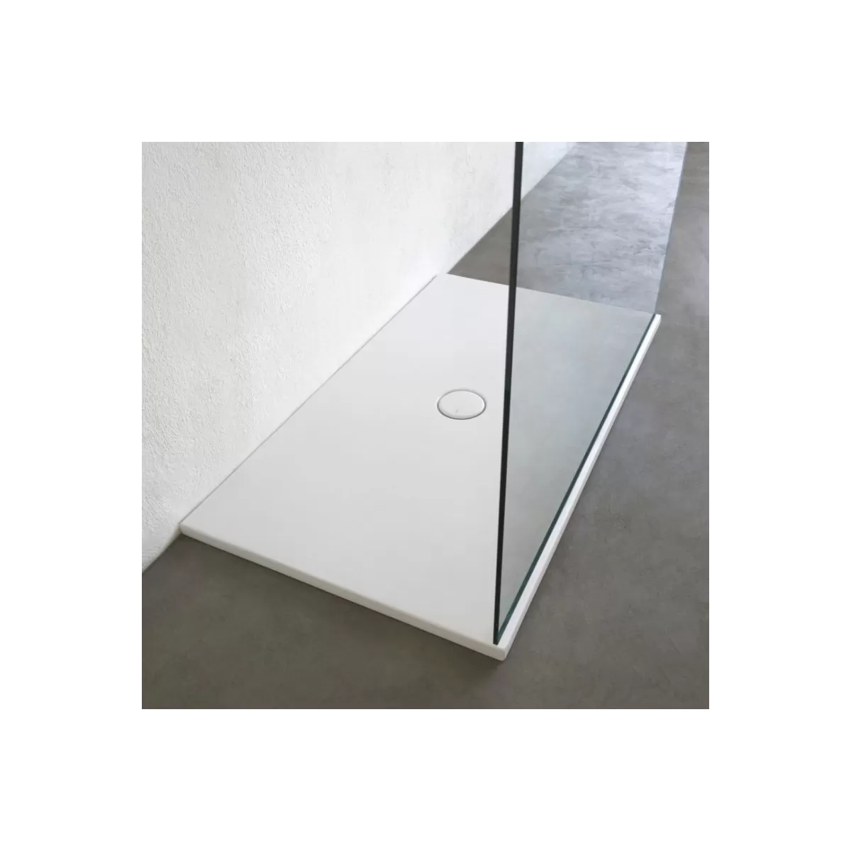 Receveur de Douche en Porcelaine Blanc Coton Mat H3cm PLAT