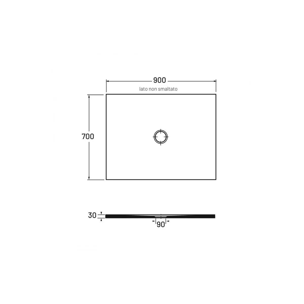 Receveur de Douche en Porcelaine Blanc Coton Mat H3cm PLAT