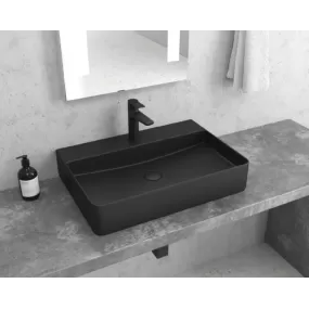 Lavabo da appoggio rettangolare ANTARES in ceramica nero opaco