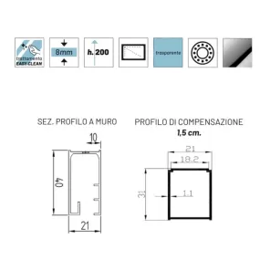 Box Doccia Scorrevole Trasparente Anticalcare 8mm h200 BARCLAY