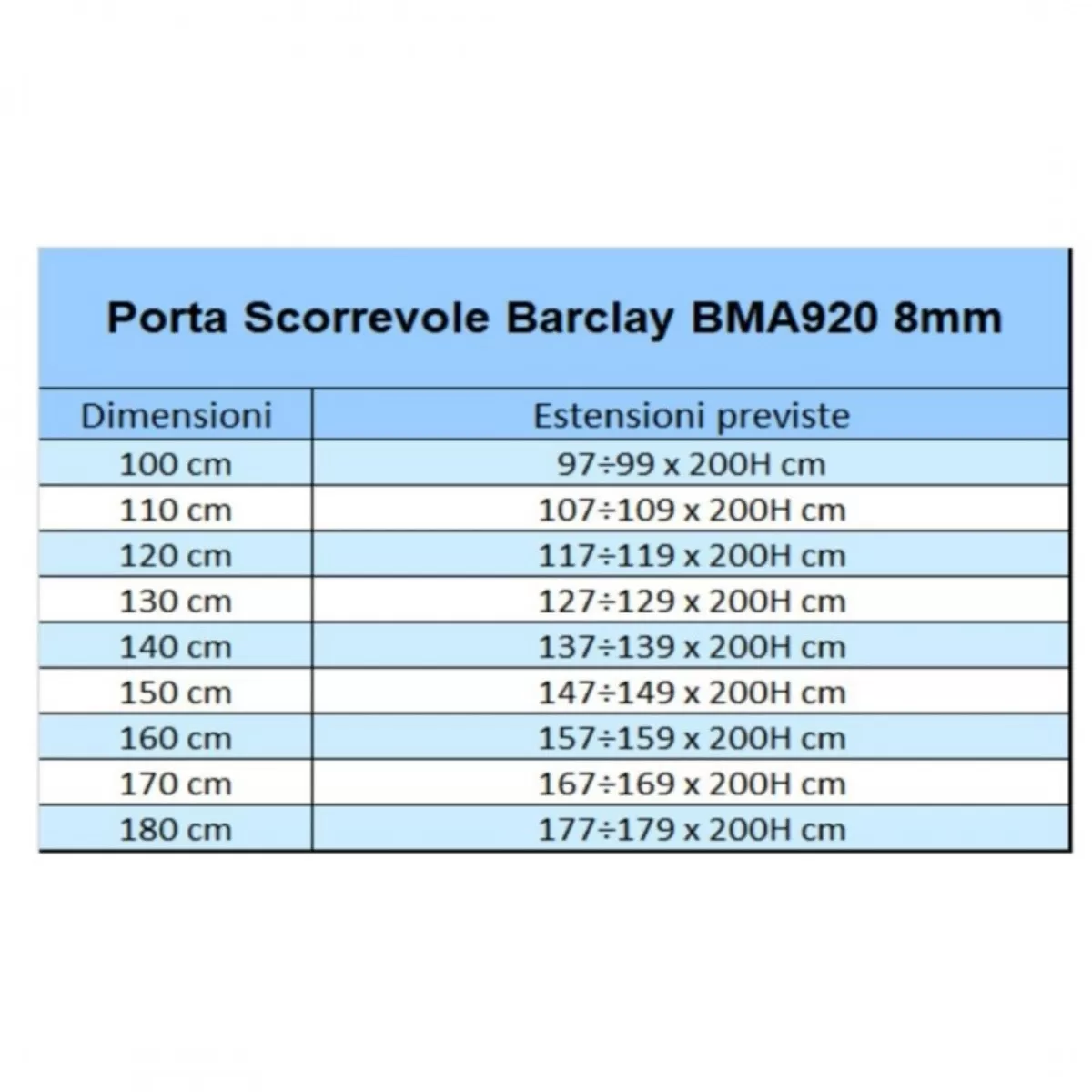 Box Doccia Scorrevole Trasparente Anticalcare 8mm h200 BARCLAY
