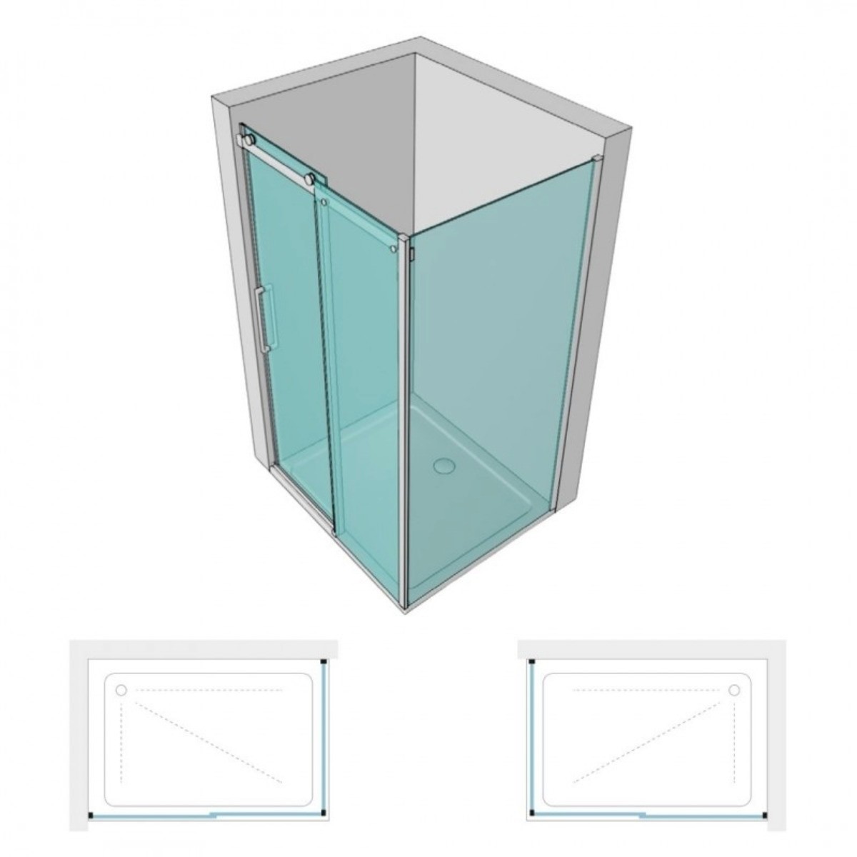 Halbkreisförmige transparente Antikalk-Duschbox 6 mm h195